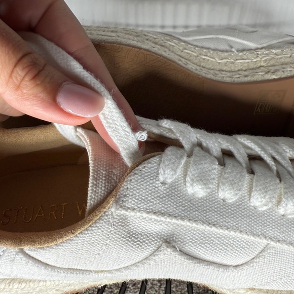 Stuart Weitzman Daryl Espadrille Sneakers White Size 9.5 Like New Condition - Picture 9 of 9